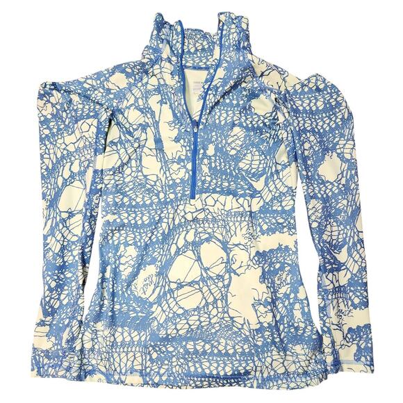 Nike Pro HyperWarm Dri Fit 1/2 Zip L/S Pullover All Over Print Womens Sz Medium - Picture 1 of 4